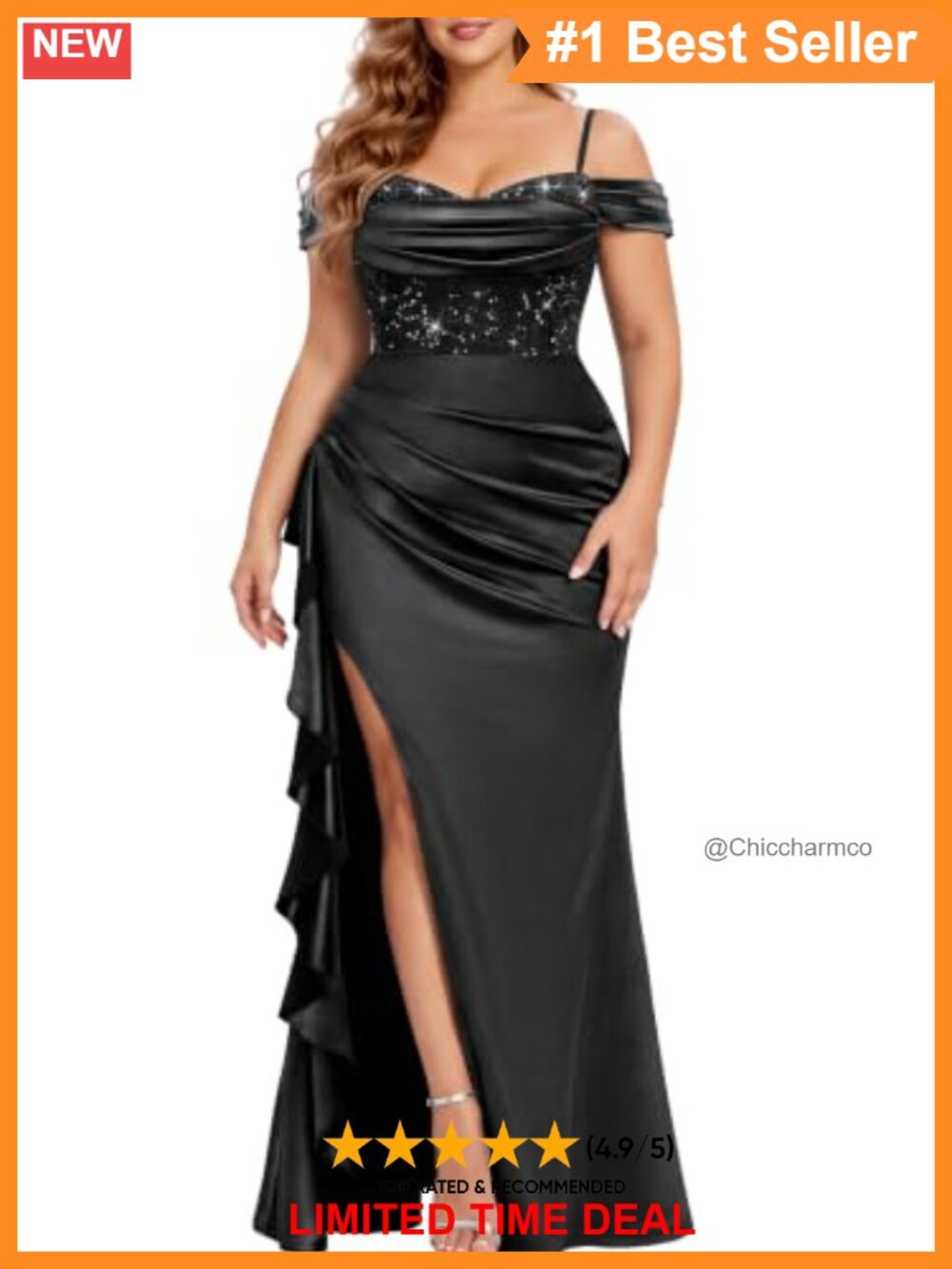Plus Size Off Shoulder Split Satin Bridesmaid Formal Dress